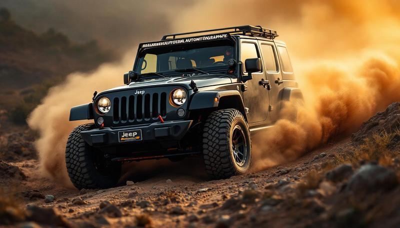 Jeep Wrangler JK equipped with all-terrain tires on a dirt trail