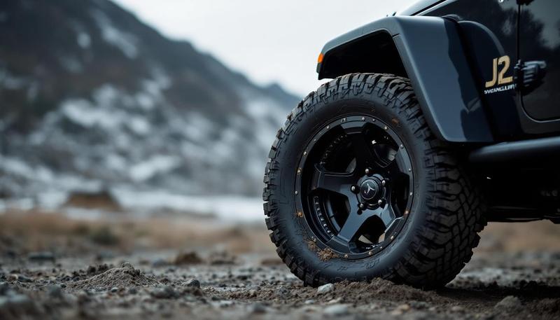 Jeep Wrangler JK with aftermarket fender flares on the trail