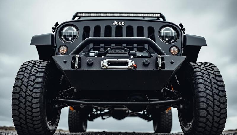 JK Wrangler with aftermarket front bumper