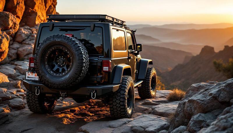 Jeep JK rear bumper with tire carrier and D-ring mounts