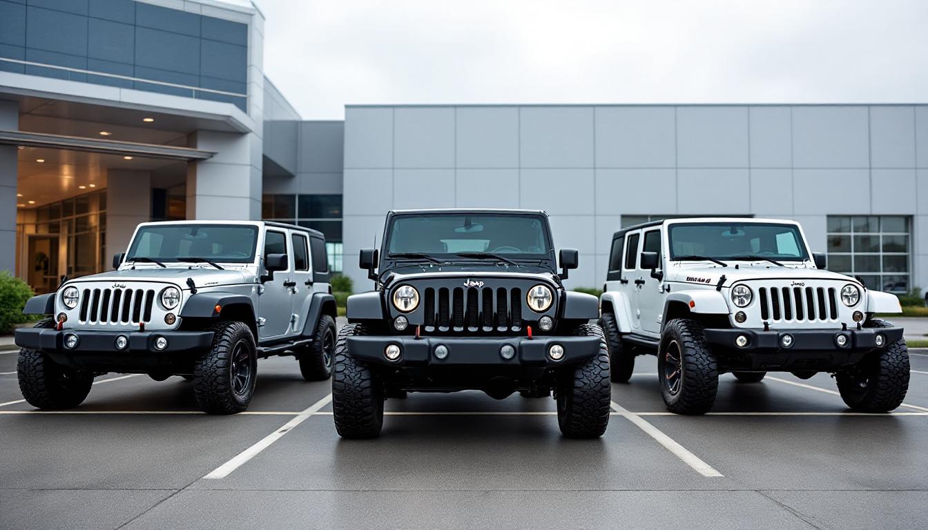 Jeep Wrangler JK lineup showing different model years