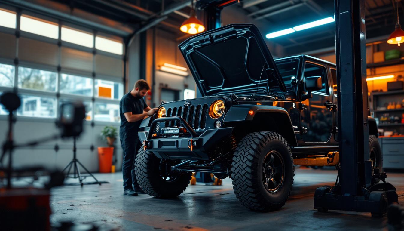 Jeep Wrangler JK engine bay inspection