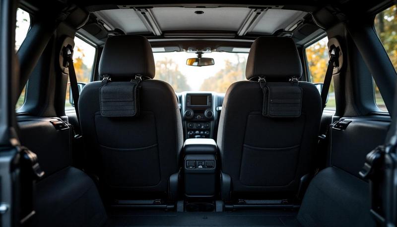 JK Wrangler MOLLE panel options including door, seat back, and tailgate configurations
