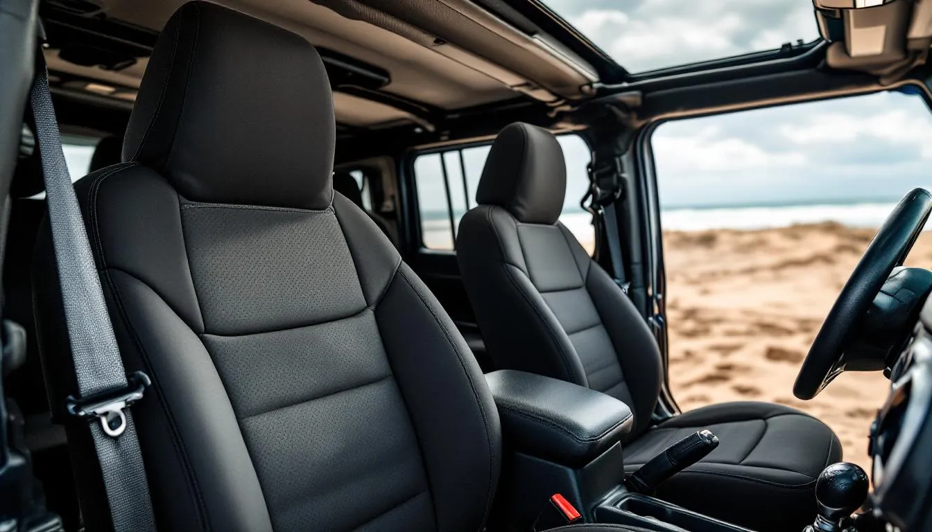Best seat covers for Jeep JK installed showing waterproof neoprene material