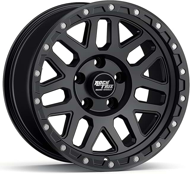 RockTrix RT110 17 inch Wheel Compatible with Jeep Wrangler JK JL 17x9 5x5 Wheels for Jeep JK