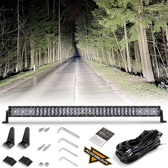Auxbeam 42 Inch 240W LED Light Bar, 5D Lens Off Road Double Row Spot Flood Combo for Jeep JK