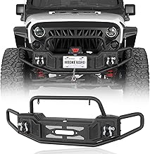 Hooke Road Wrangler JK Tube Stubby Front Bumper w/Tube Grille Guard & Tube Wings & D-Rings for 2007-2018 Jeep Wrangler JK - Tubular Offroad Winch Bumper