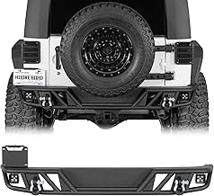 Hooke Road JK Tubular Rear Bumper for 2007-2018 Jeep Wrangler JK & Unlimited 2/4 Doors, Offroad Heav